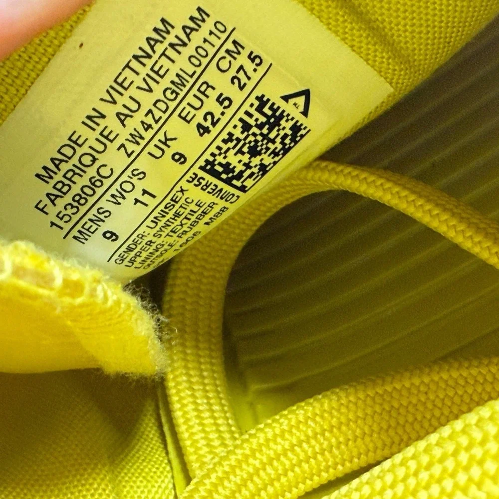 Size 9M/11W Converse Chuck Taylor All Star Low Yellow Mens Sneakers 153806C - Picture 9 of 10